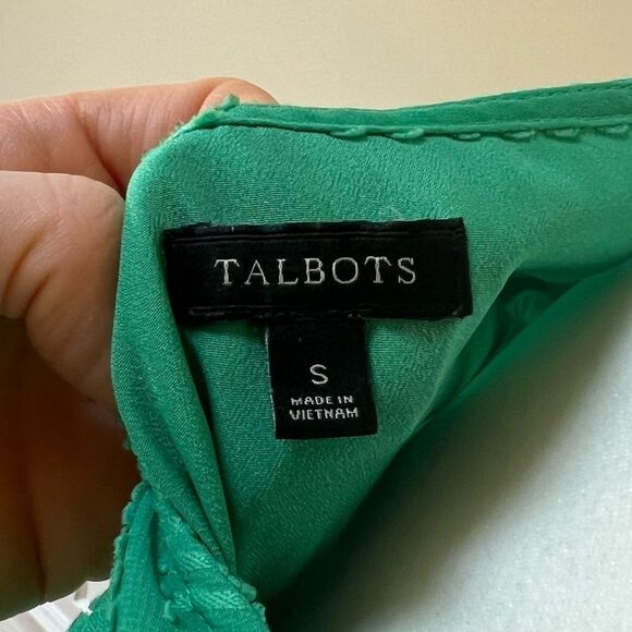 Talbots Green Chevron 3/4 Sleeve Blouse - Picture 15 of 16